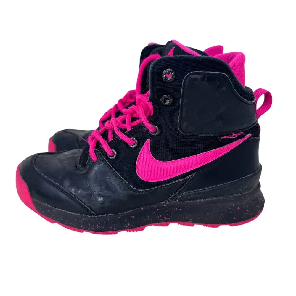 Nike Stasis ACG‎ High Sneakers Youth Size 3.5 Black Pink Logo Lace Up 685610-002